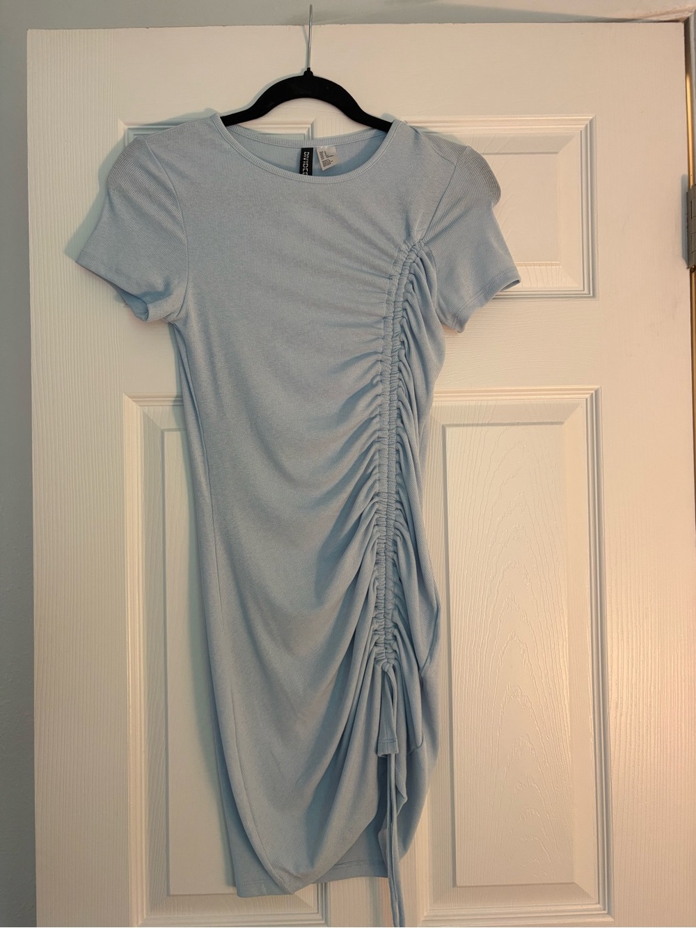 H&M Light Blue Side-Ruched Mini Dress - Picture 2 of 4